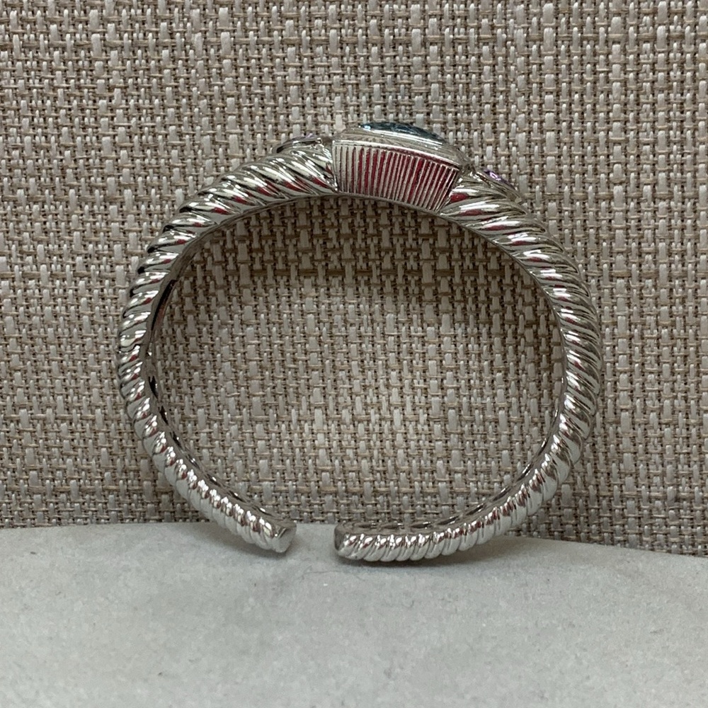 JUDITH RIPKA Sterling Silver Topaz Amethyst Hinged Cuff Bracelet - Picture 5 of 5
